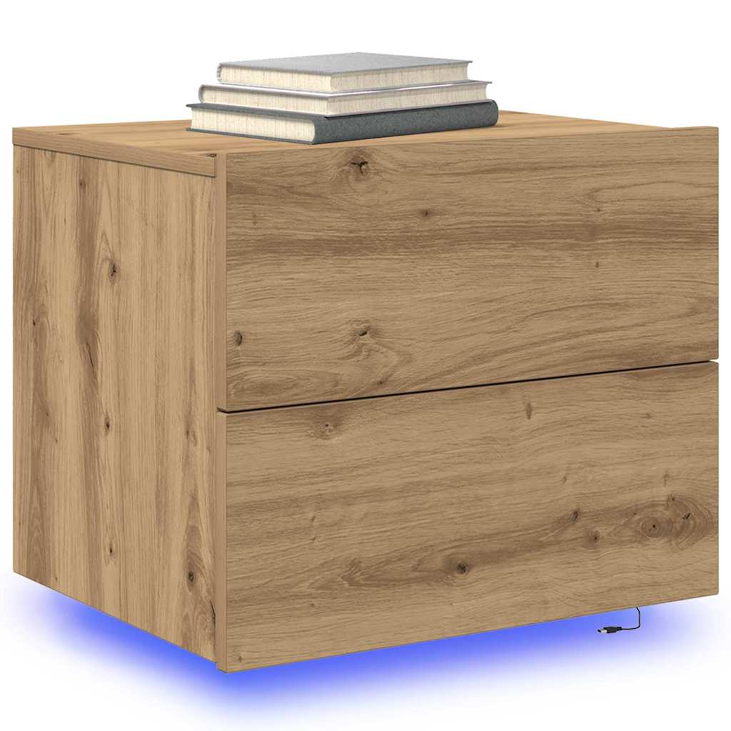 Bedside Cabinet with Drawer 2 pcs Artisan Oak 50 x 39 x 41 cm