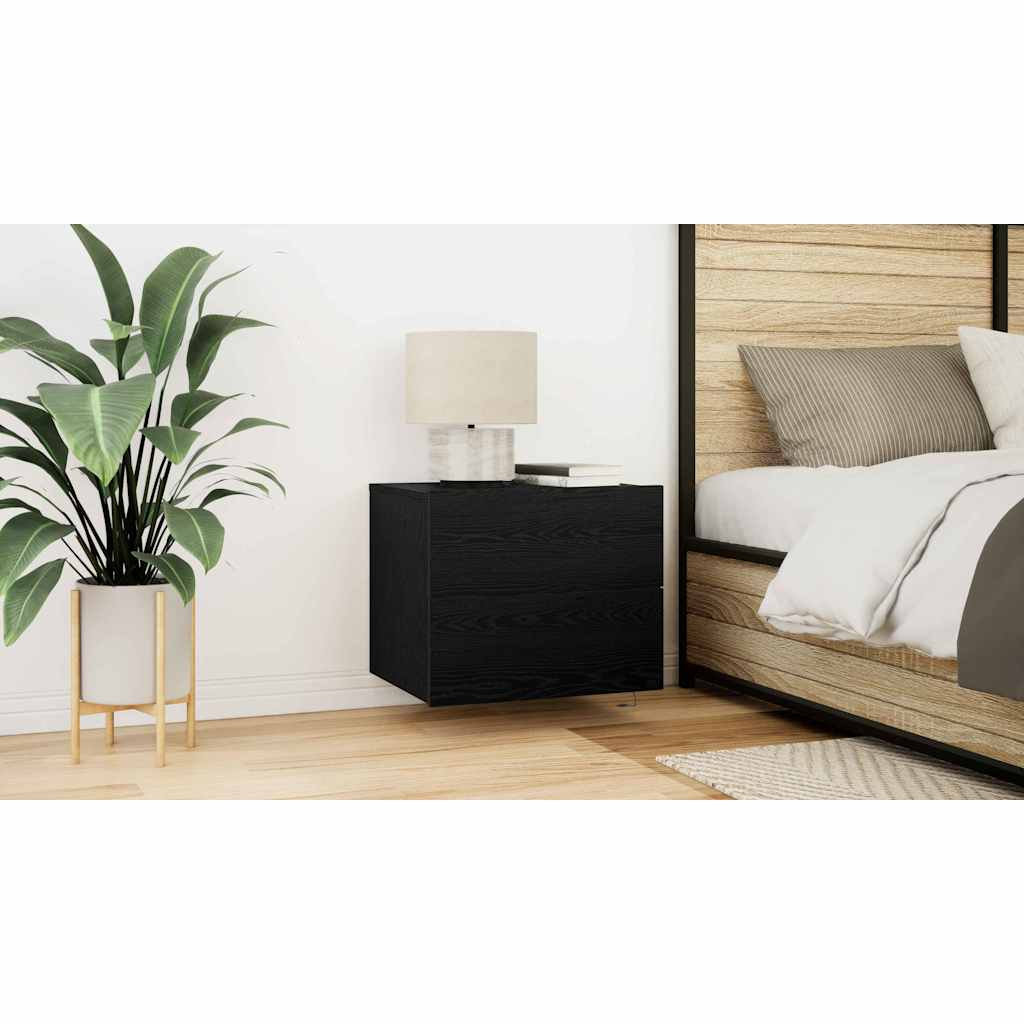 Bedside Cabinet Black Oak 50 x 39 x 41 cm Engineered Wood