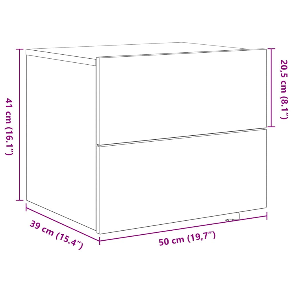Bedside Cabinet Black Oak 50 x 39 x 41 cm Engineered Wood