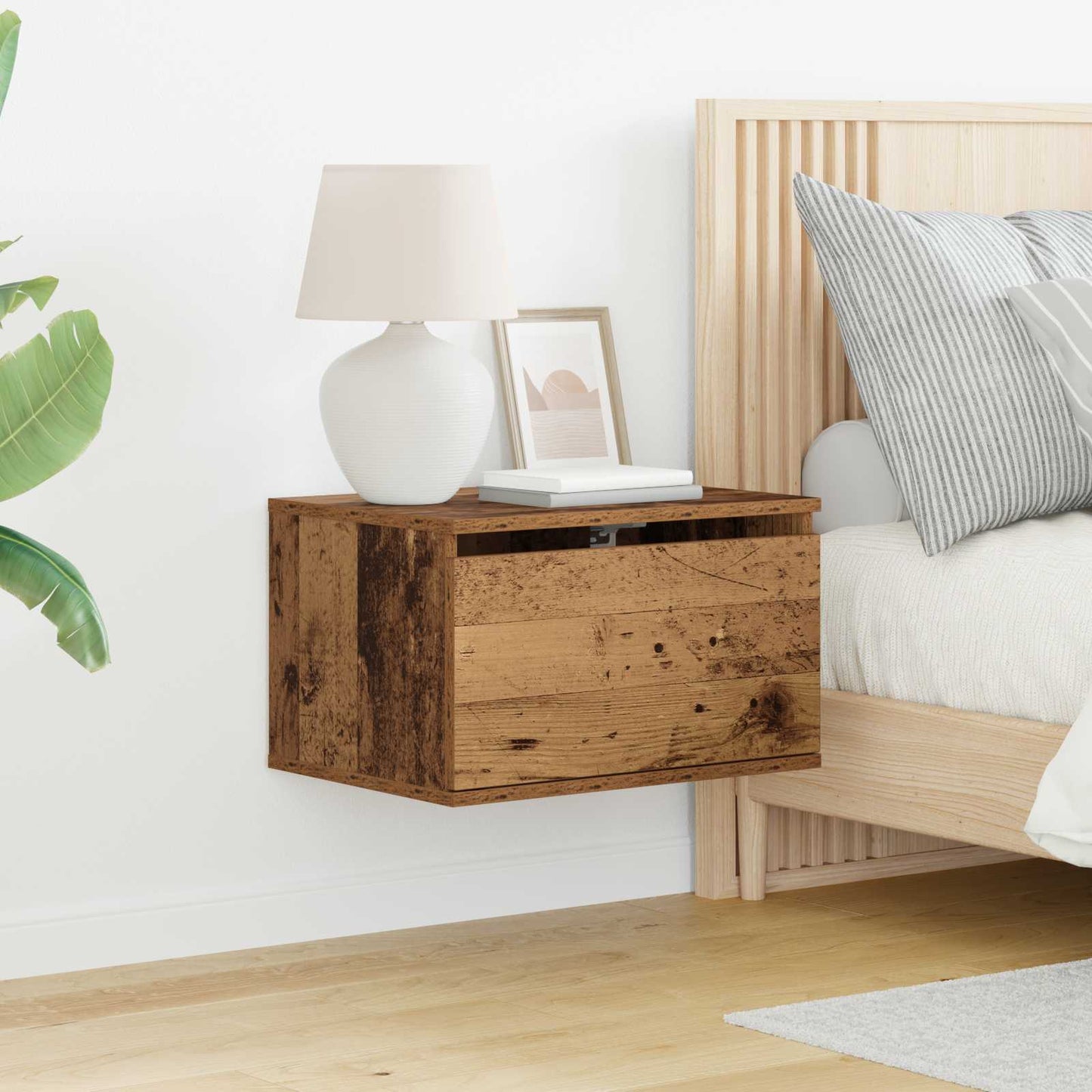 Wall-mounted Bedside Cabinet 2 pcs Old Wood Engineered Wood