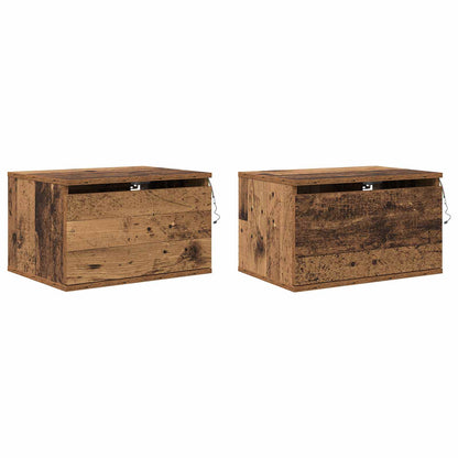 Wall-mounted Bedside Cabinet 2 pcs Old Wood Engineered Wood