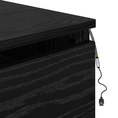 Wall-mounted Bedside Cabinet Black Oak 50 x 36 x 30 cm