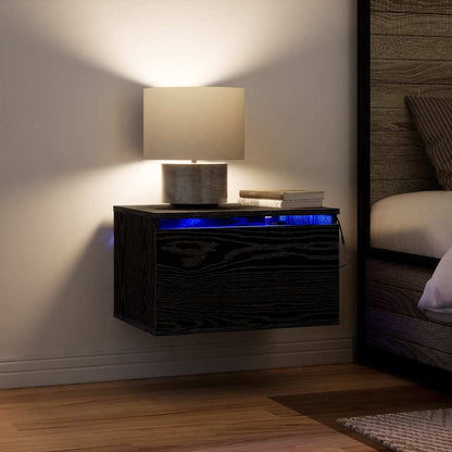 Wall-mounted Bedside Cabinet Black Oak 50 x 36 x 30 cm