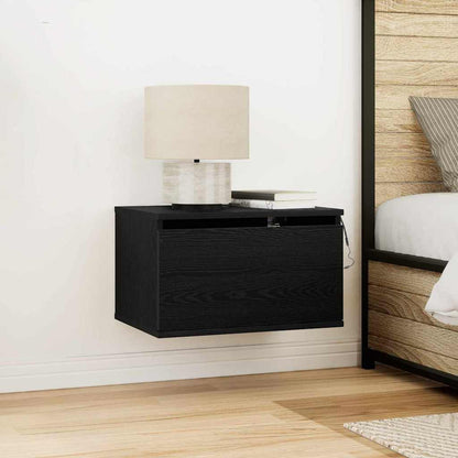 Wall-mounted Bedside Cabinet Black Oak 50 x 36 x 30 cm