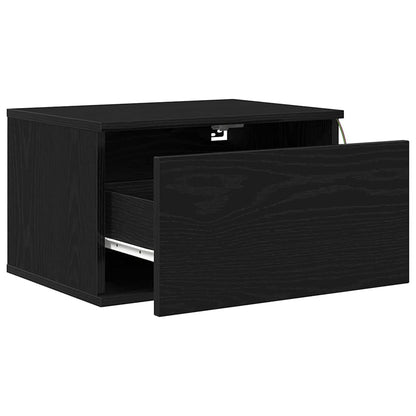 Wall-mounted Bedside Cabinet Black Oak 50 x 36 x 30 cm