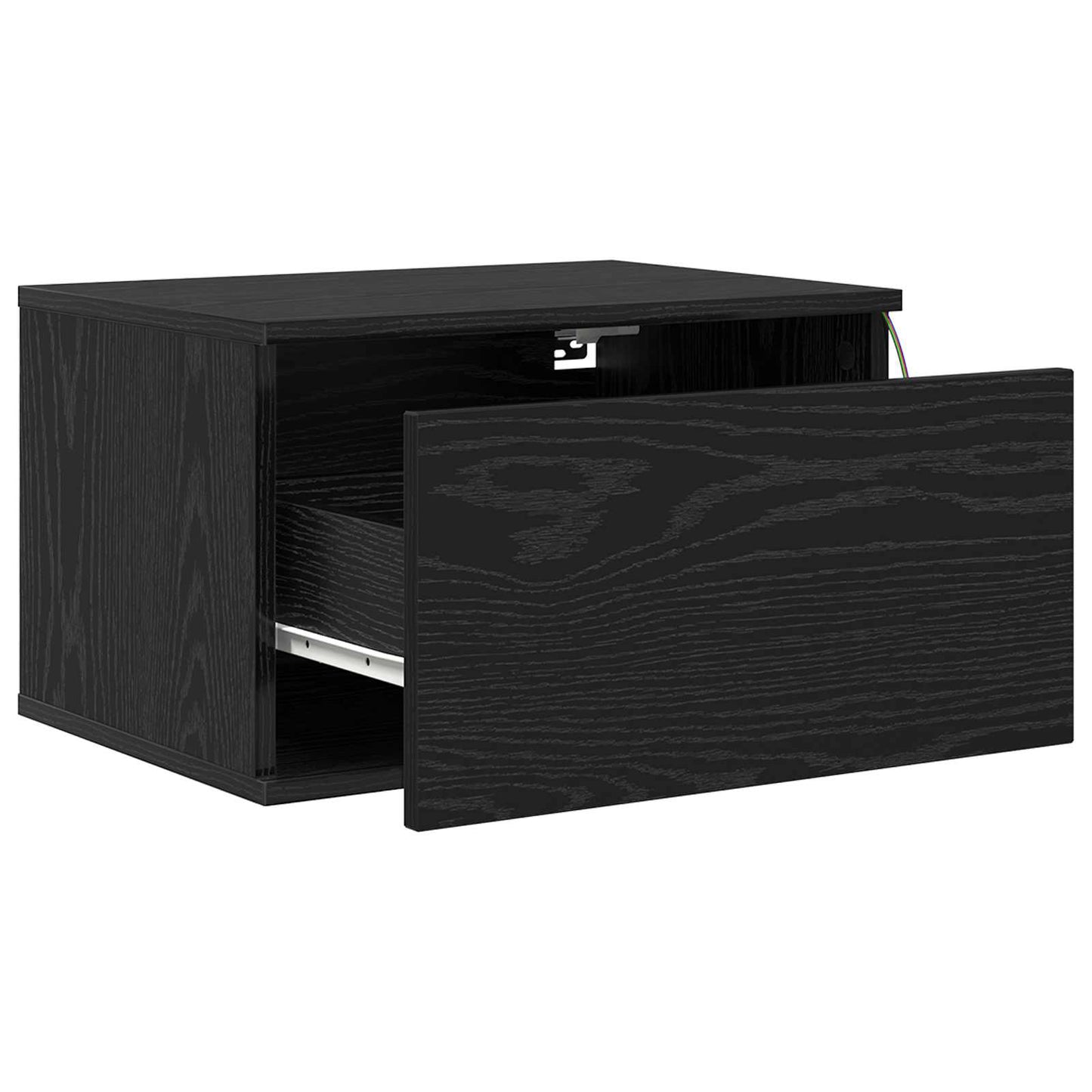 Wall-mounted Bedside Cabinet Black Oak 50 x 36 x 30 cm