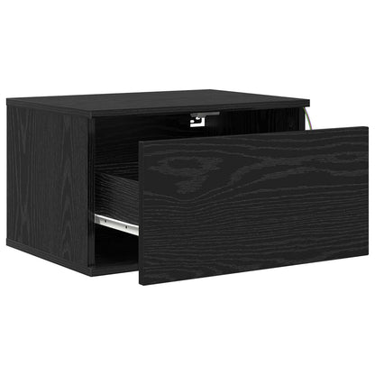 Wall-mounted Bedside Cabinet Black Oak 50 x 36 x 30 cm