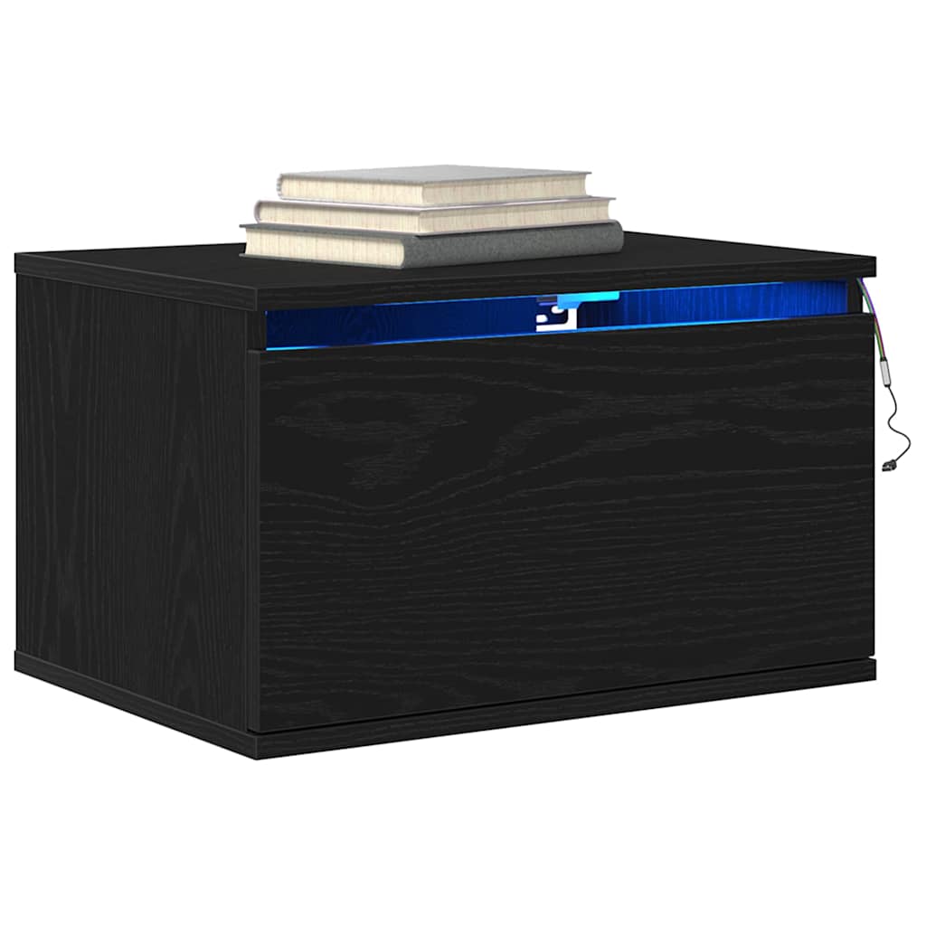 Wall-mounted Bedside Cabinet Black Oak 50 x 36 x 30 cm