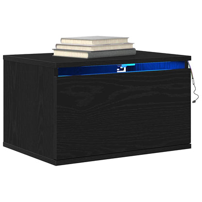 Wall-mounted Bedside Cabinet Black Oak 50 x 36 x 30 cm