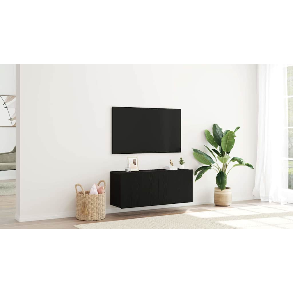 TV Cabinet Set Black Oak 100 x 30 x 41 cm Engineered Wood