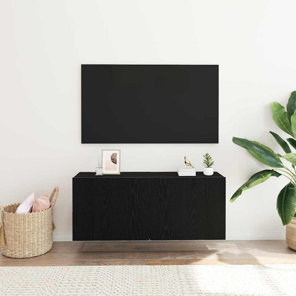 TV Cabinet Set Black Oak 100 x 30 x 41 cm Engineered Wood