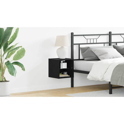 LED Wall Bedside Cabinet Black 30 x 28.5 x 30 cm