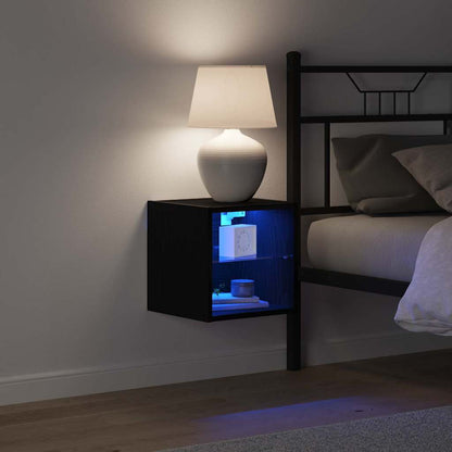 LED Wall Bedside Cabinet Wall-mounted Black 30 x 28.5 x 30 cm