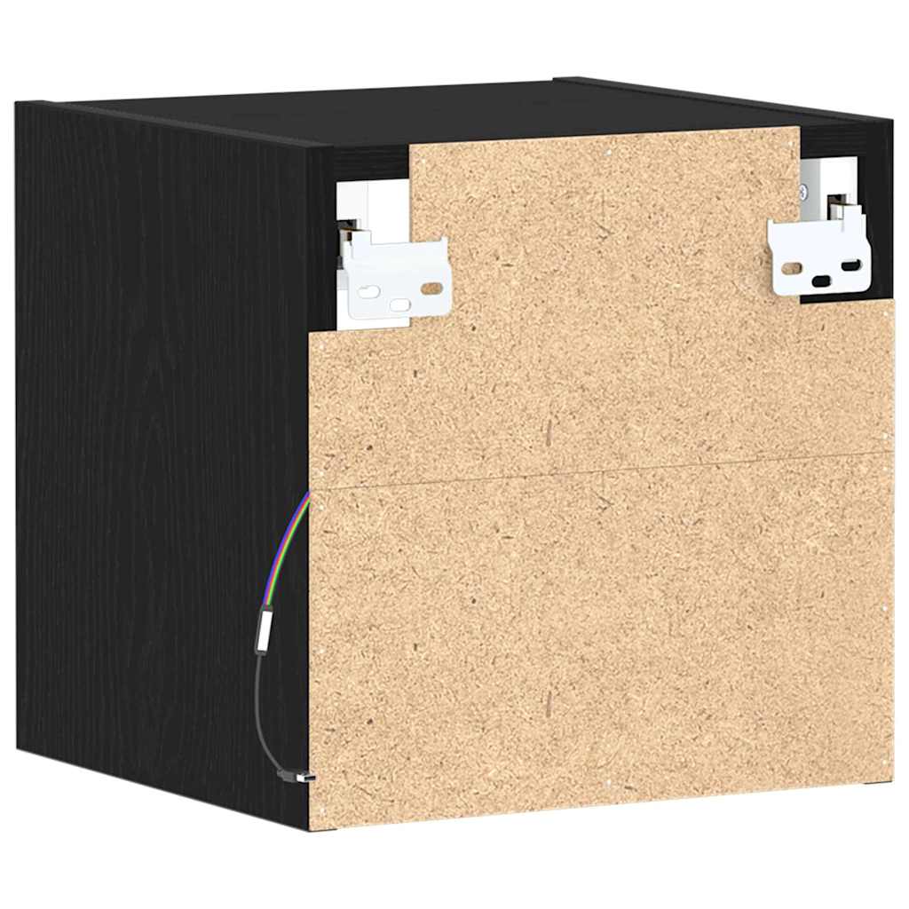 LED Wall Bedside Cabinet Wall-mounted Black 30 x 28.5 x 30 cm