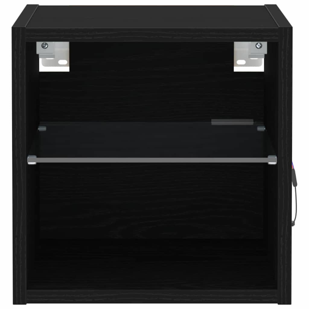 LED Wall Bedside Cabinet Wall-mounted Black 30 x 28.5 x 30 cm