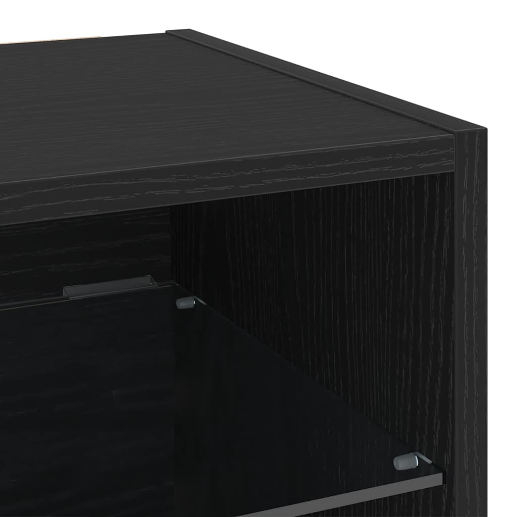 LED Wall Bedside Cabinet 2 pcs Black 30 x 28.5 x 30 cm