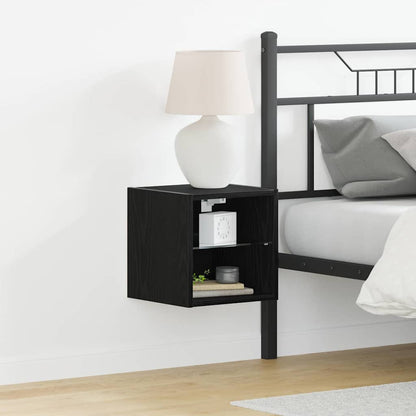 LED Wall Bedside Cabinet 2 pcs Black 30 x 28.5 x 30 cm
