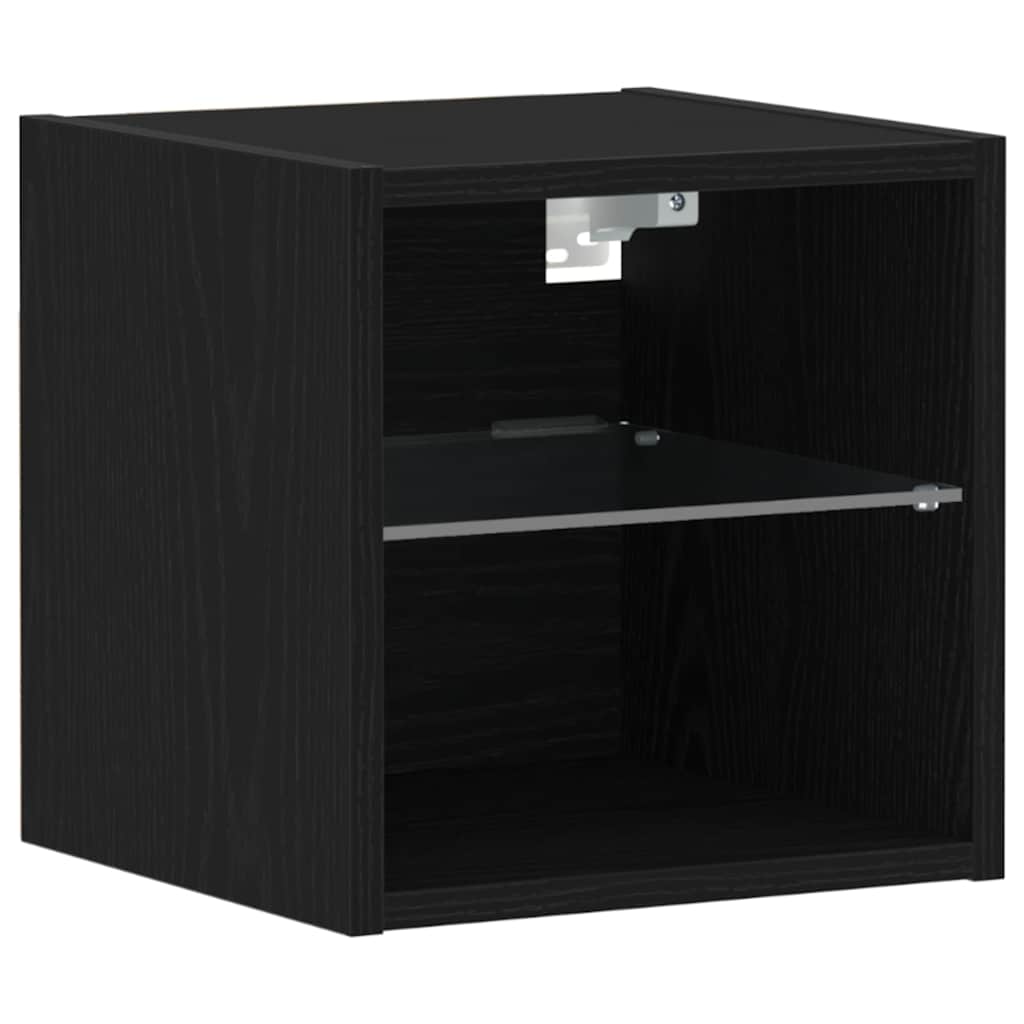 LED Wall Bedside Cabinet 2 pcs Black 30 x 28.5 x 30 cm