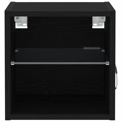 LED Wall Bedside Cabinet 2 pcs Black 30 x 28.5 x 30 cm