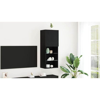 TV Cabinet Set Black Oak 40.5 x 30 x 102 cm Engineered Wood