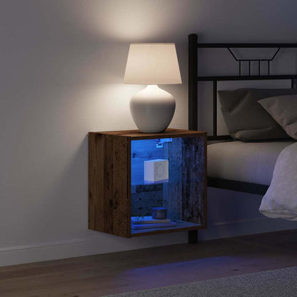 Floating Shelf with LED Light Brown 40 x 28.5 x 40 cm