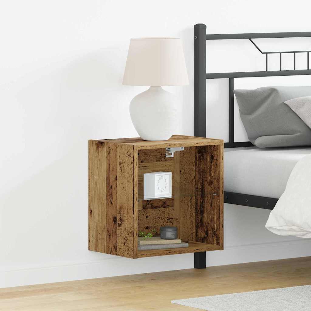 Floating Shelf with LED Light Brown 40 x 28.5 x 40 cm