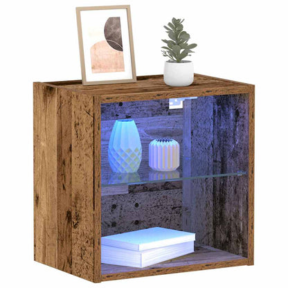 Floating Shelf with LED Light Brown 40 x 28.5 x 40 cm
