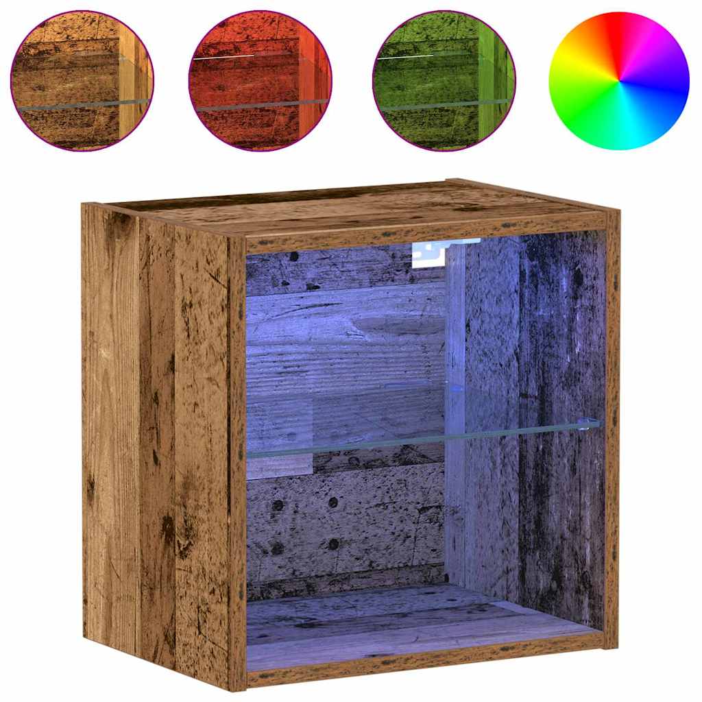 Floating Shelf with LED Light Brown 40 x 28.5 x 40 cm
