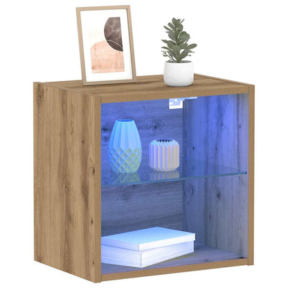 Floating Shelf with LED Light Brown 40 x 28.5 x 40 cm