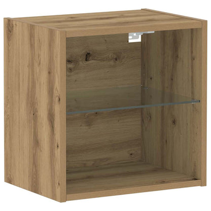Floating Shelf with LED Light 2 pcs Brown 40 x 28.5 x 40 cm