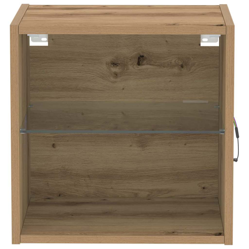 Floating Shelf with LED Light 2 pcs Brown 40 x 28.5 x 40 cm