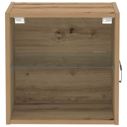 Floating Shelf with LED Light 2 pcs Brown 40 x 28.5 x 40 cm