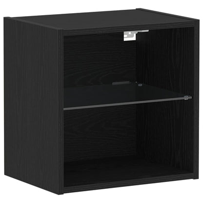 Floating Shelf with LED Light Black 40 x 28.5 x 40 cm