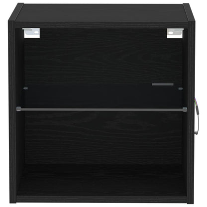 Floating Shelf with LED Light Black 40 x 28.5 x 40 cm