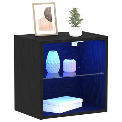 Floating Shelf with LED Light Black 40 x 28.5 x 40 cm
