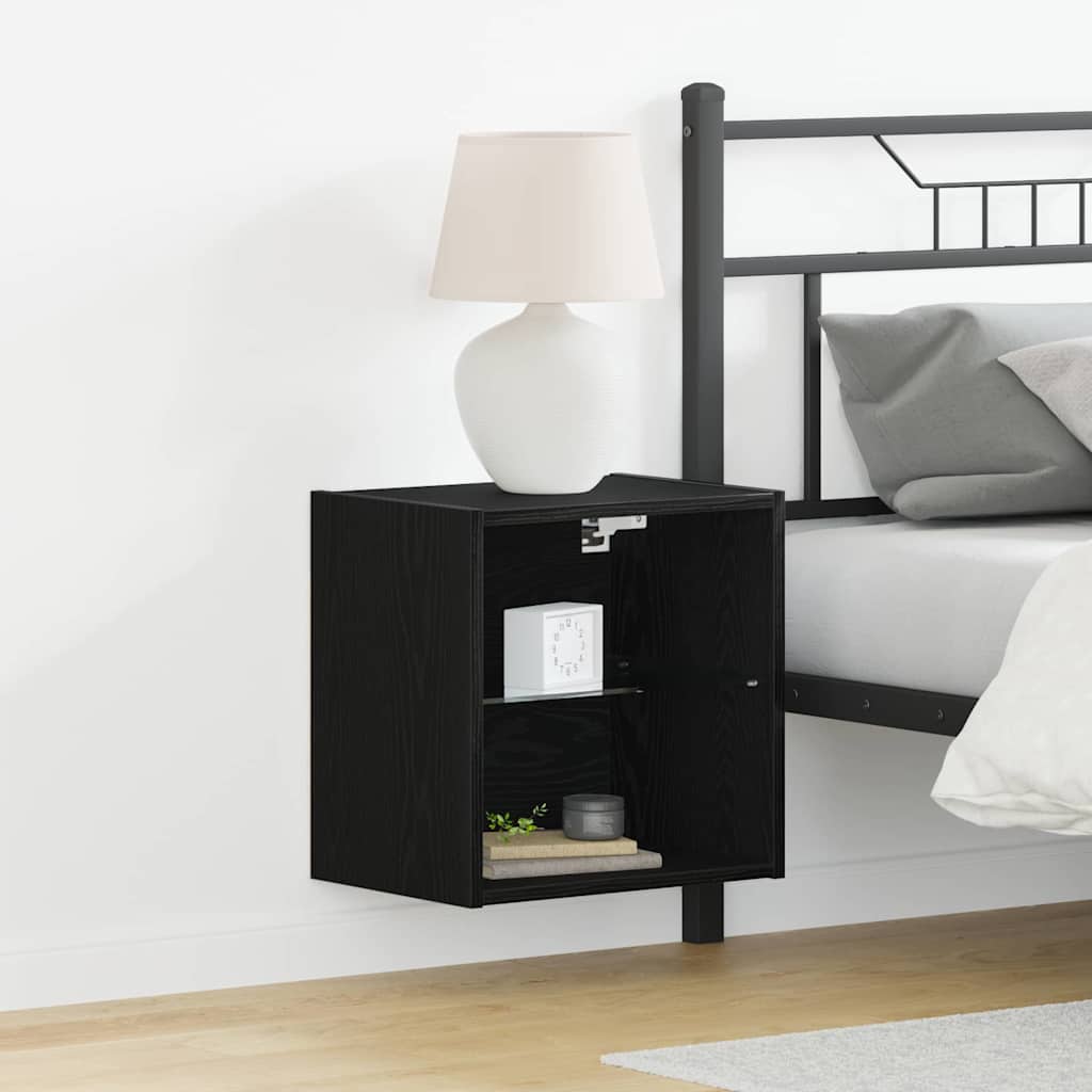 Floating Shelf with LED Light 2 pcs Black 40 x 28.5 x 40 cm