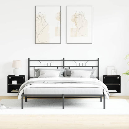 Floating Shelf with LED Light 2 pcs Black 40 x 28.5 x 40 cm