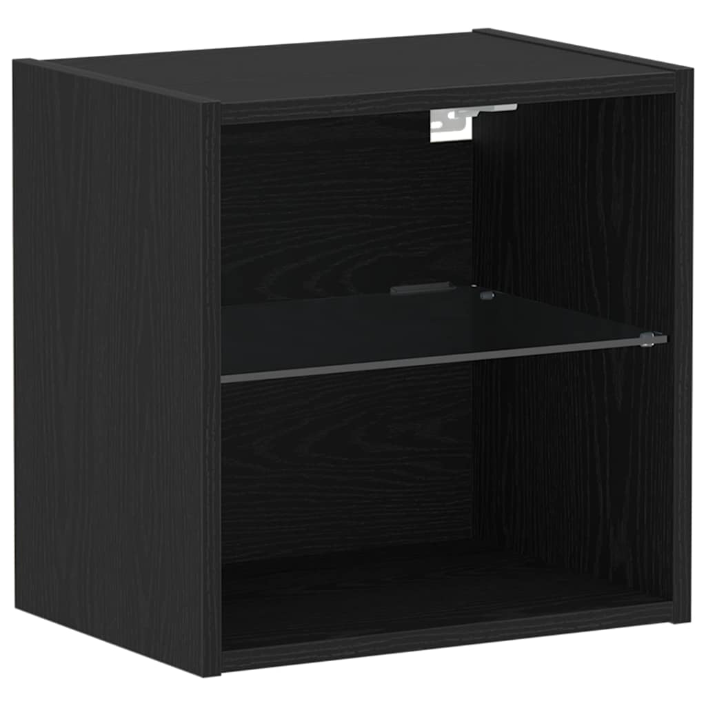 Floating Shelf with LED Light 2 pcs Black 40 x 28.5 x 40 cm