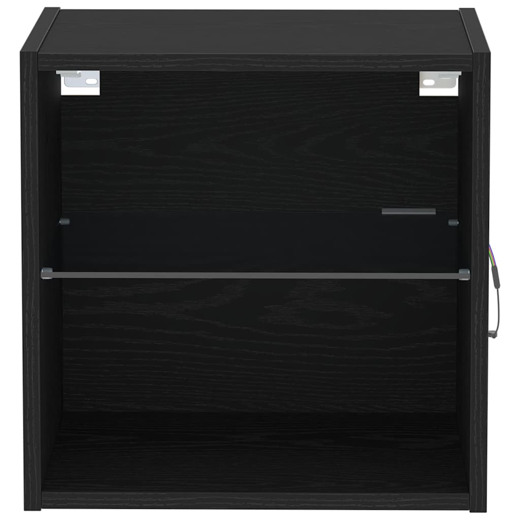 Floating Shelf with LED Light 2 pcs Black 40 x 28.5 x 40 cm
