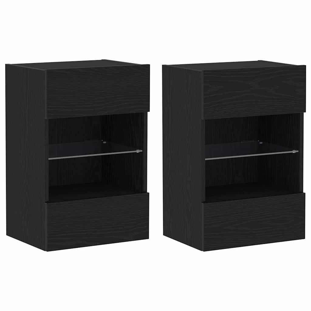TV Cabinet Set 2 pcs Black 40 x 30 x 60.5 cm Engineered Wood