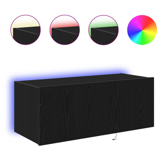 TV Wall Cabinet Black Oak 80 x 35 x 31 cm Engineered Wood