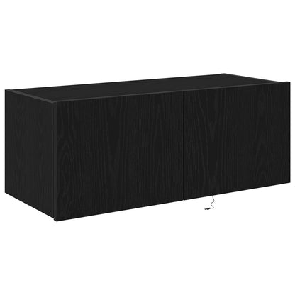 TV Wall Cabinet Black Oak 80 x 35 x 31 cm Engineered Wood