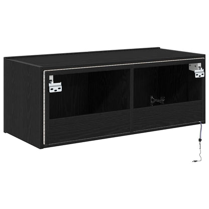TV Wall Cabinet Black Oak 80 x 35 x 31 cm Engineered Wood