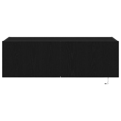 TV Wall Cabinet with LED 2 pcs Black Oak 100 x 35 x 31 cm