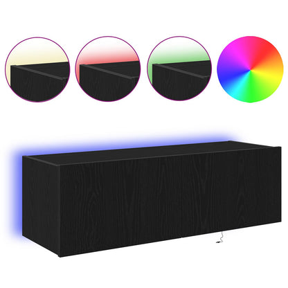 TV Wall Cabinet Wall-mounted 2 pcs Black Oak 100 x 35 x 31 cm