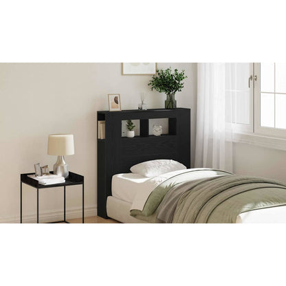 LED Headboard Black Oak 100 x 18.5 x 103.5 cm Engineered Wood
