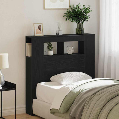LED Headboard Black Oak 100 x 18.5 x 103.5 cm Engineered Wood