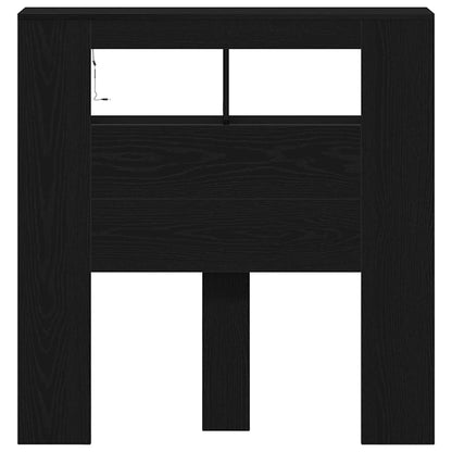 LED Headboard Black Oak 100 x 18.5 x 103.5 cm Engineered Wood