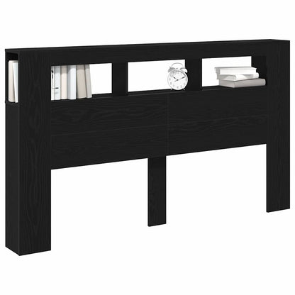 LED Headboard Black Oak 180 x 18.5 x 103.5 cm Engineered Wood