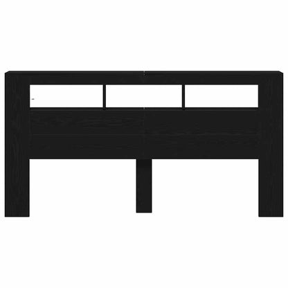 LED Headboard Black Oak 200 x 18.5 x 103.5 cm Engineered Wood